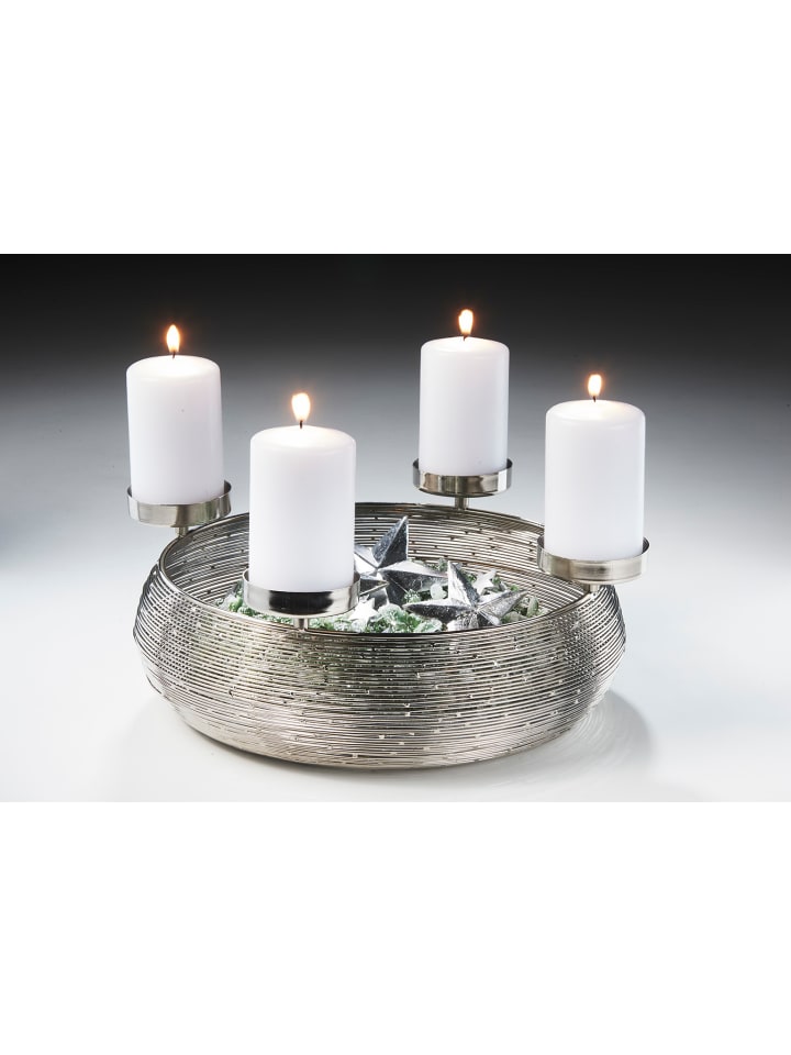 kobolo Adventskranz CANDLEBOWL4 in Silber günstig kaufen onesize