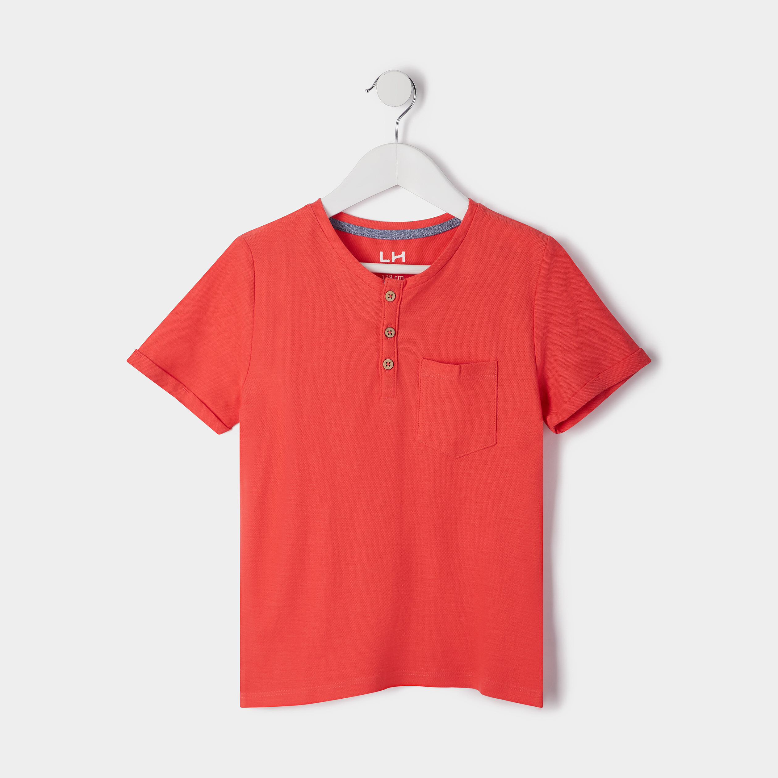 T-shirt manches courtes rouge corail garçon | La Halle