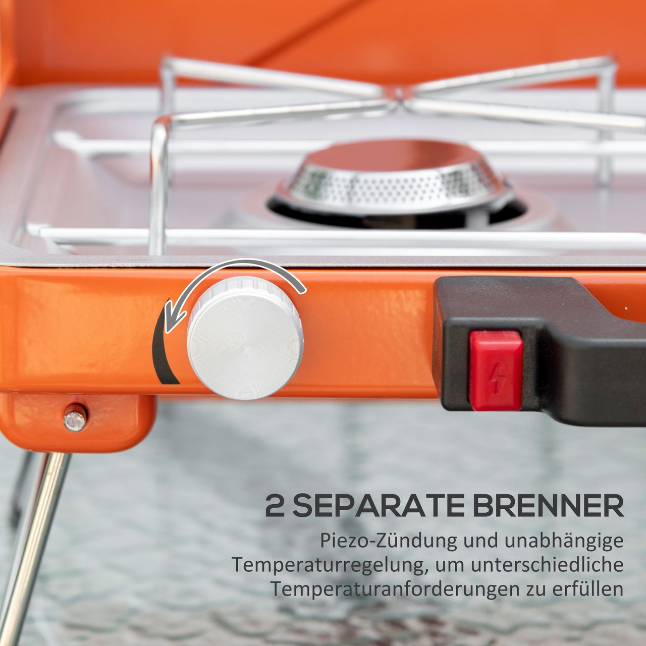 Outsunny Gasgrill, Tischgrill BBQ mit 2 Brennern, Klappbares Tischgasgrill