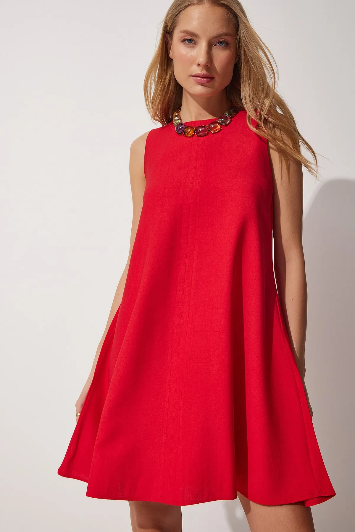 Happiness İstanbul  Damen Tile Summer Woven Bell Dress BF00067