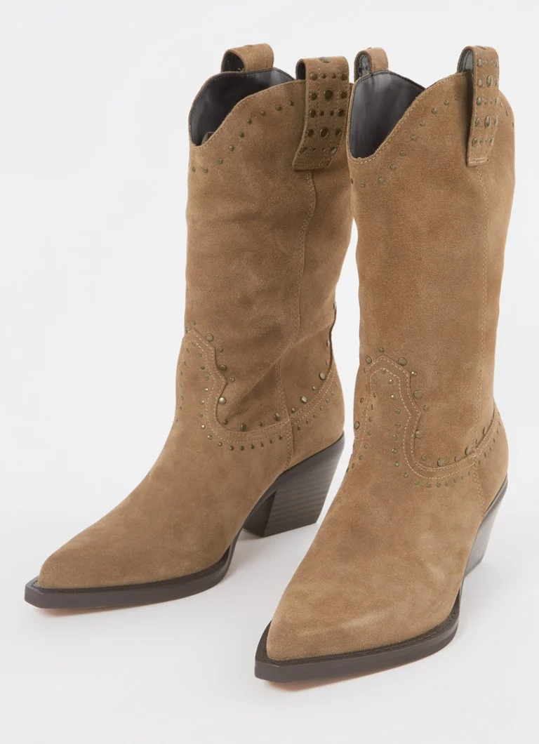 Stivali da cowboy in pelle scamosciata Dune London Podeo con borchie