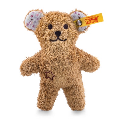 Mini Knister-Teddybär mit Rassel, 11 cm, hellbraun
