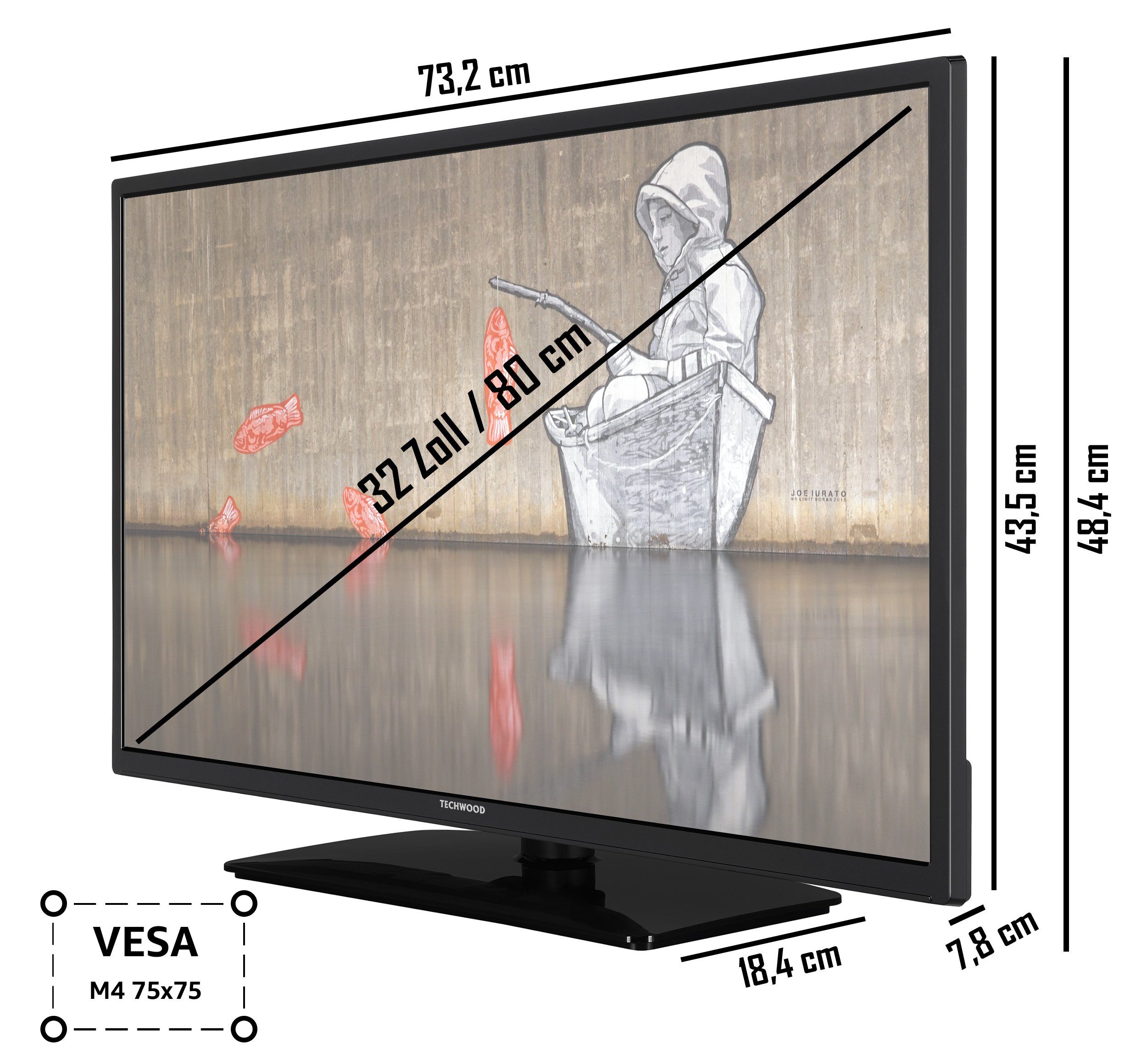 Techwood H32TS550S LCD-LED Fernseher (80 cm/32 Zoll, HD-ready, Smart TV, HDR10, Triple-Tuner - 6 Monate HD+ gratis)