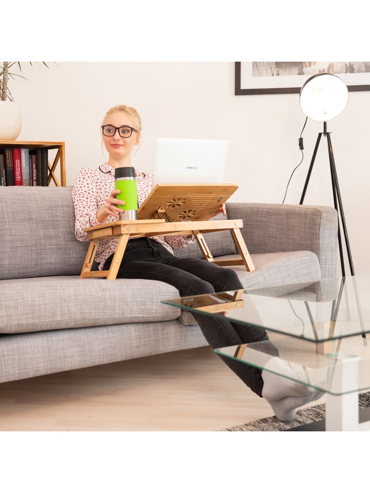 relaxdays Laptoptisch in Natur 17 Zoll - (B)69x (H)30 x (T)35 cm günstig kaufen onesize