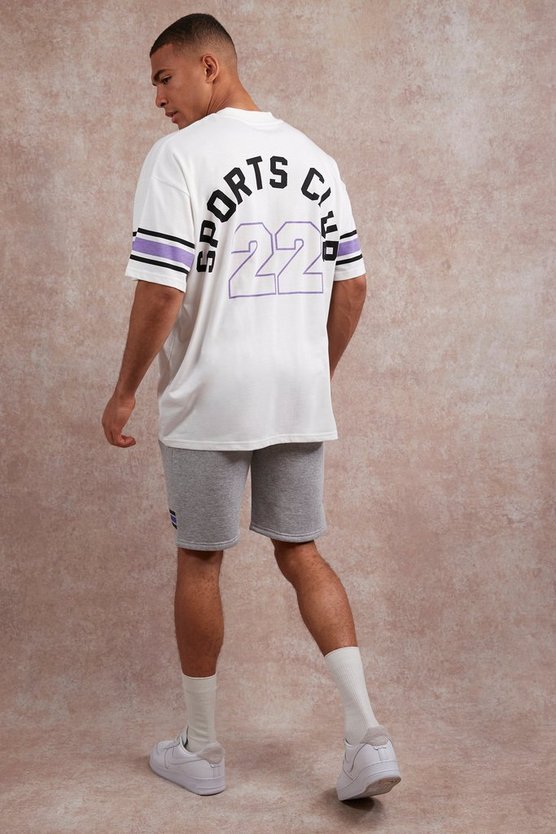 Oversize Baseball T-Shirt mit V-Ausschnitt