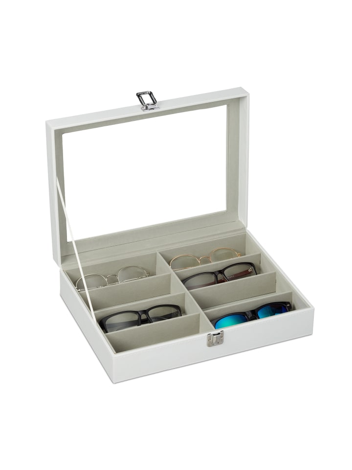 relaxdays Brillenbox in Weiß - (B)33,5 x (H)8,5 x (T)24,5 cm günstig kaufen onesize