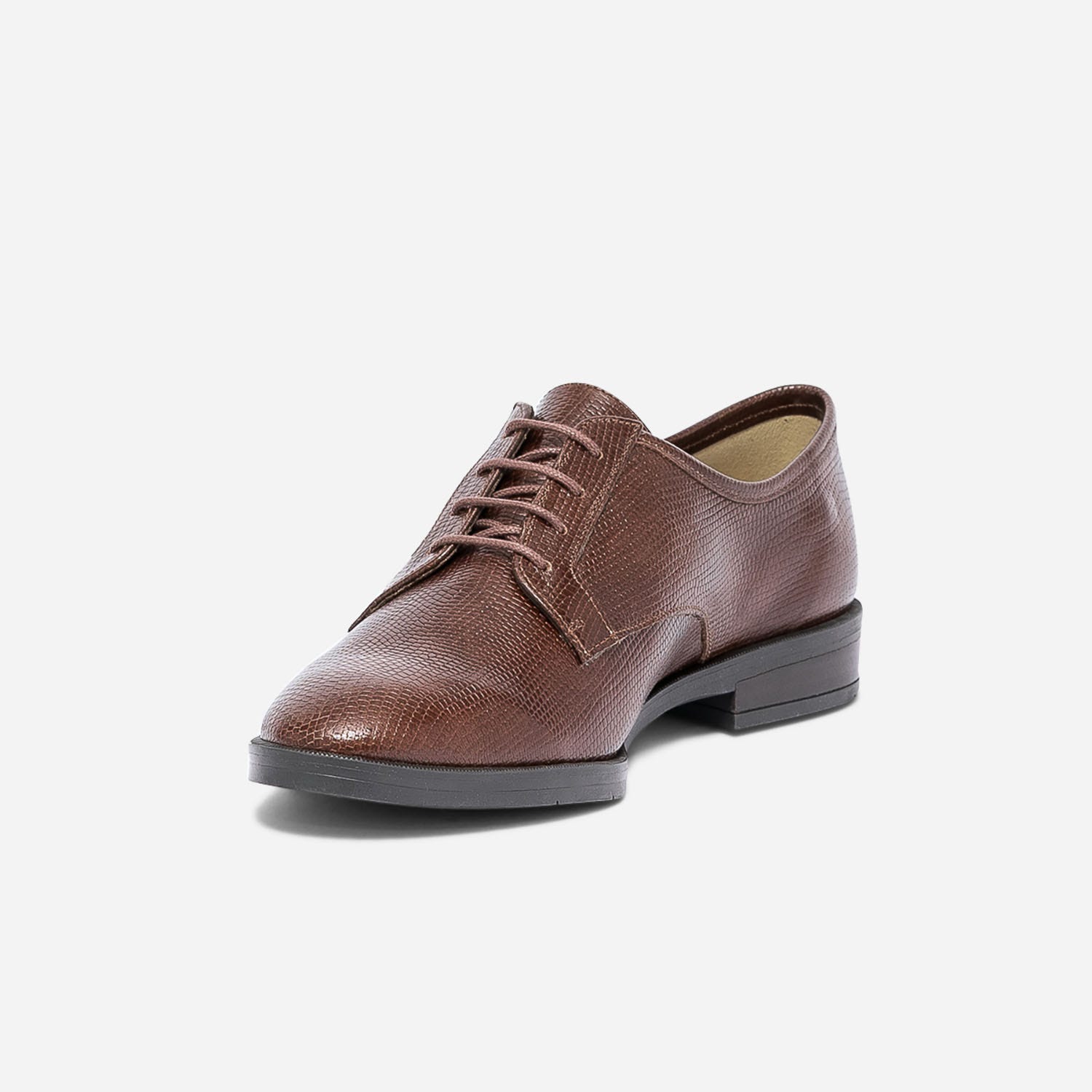 Derby ERAM FLEX cognac en cuir embossé