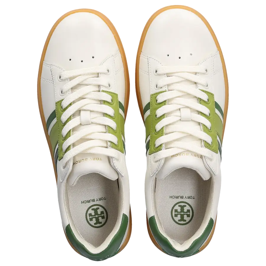Tory Burch - Sneaker low HOWELL T Kalbsleder Logo grün - weiß