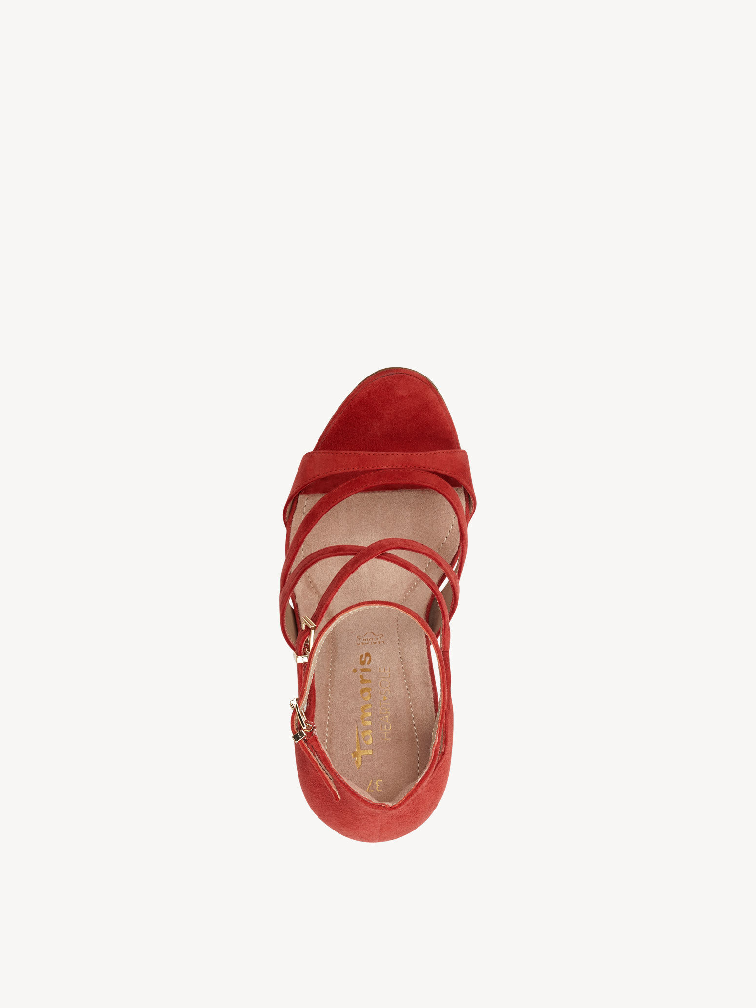 Sandale à talon en cuir - orange