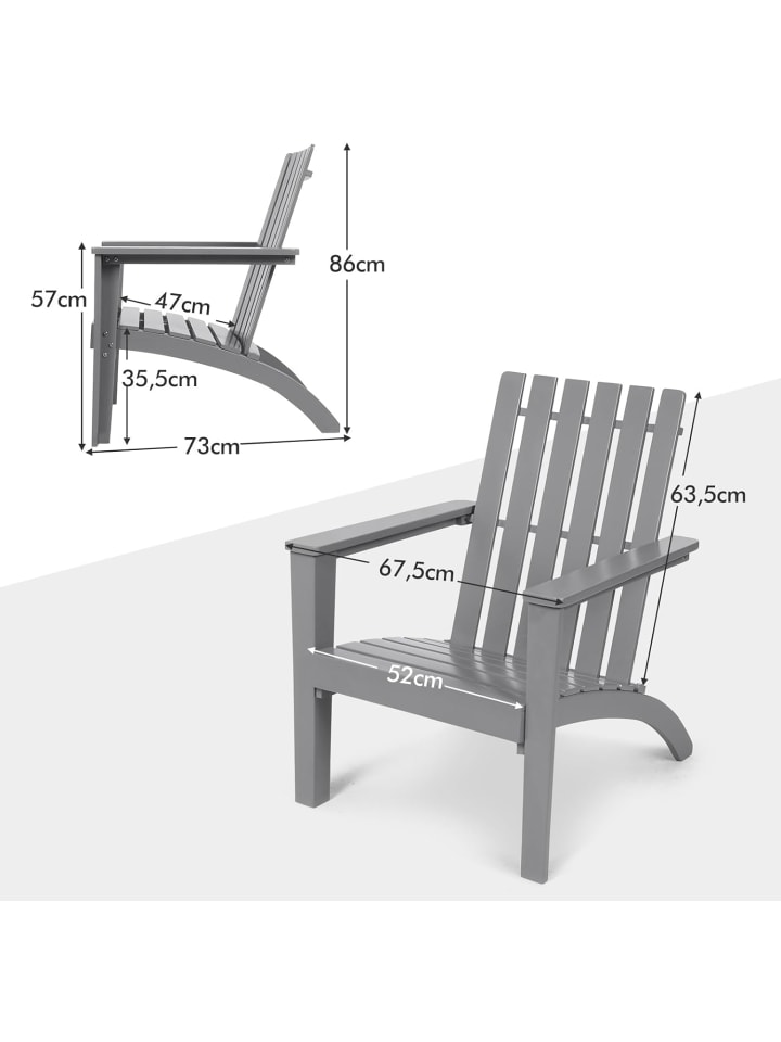 COSTWAY Adirondack Stuhl in Grau günstig kaufen onesize