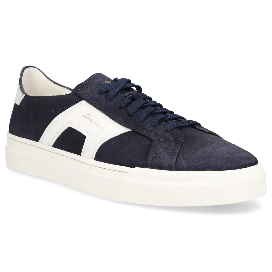 Santoni - Sneaker low DOUBLE BUCKLE Veloursleder - blau