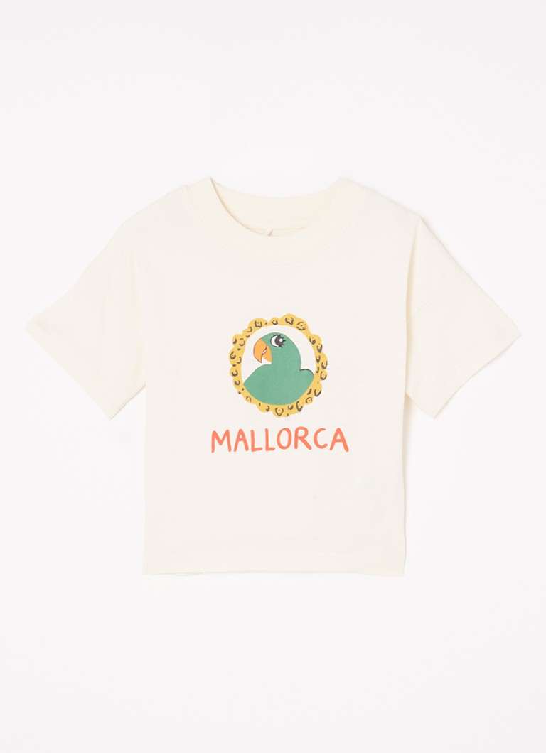 Tricou mini Rodini din bumbac organic cu imprimeu papagal
