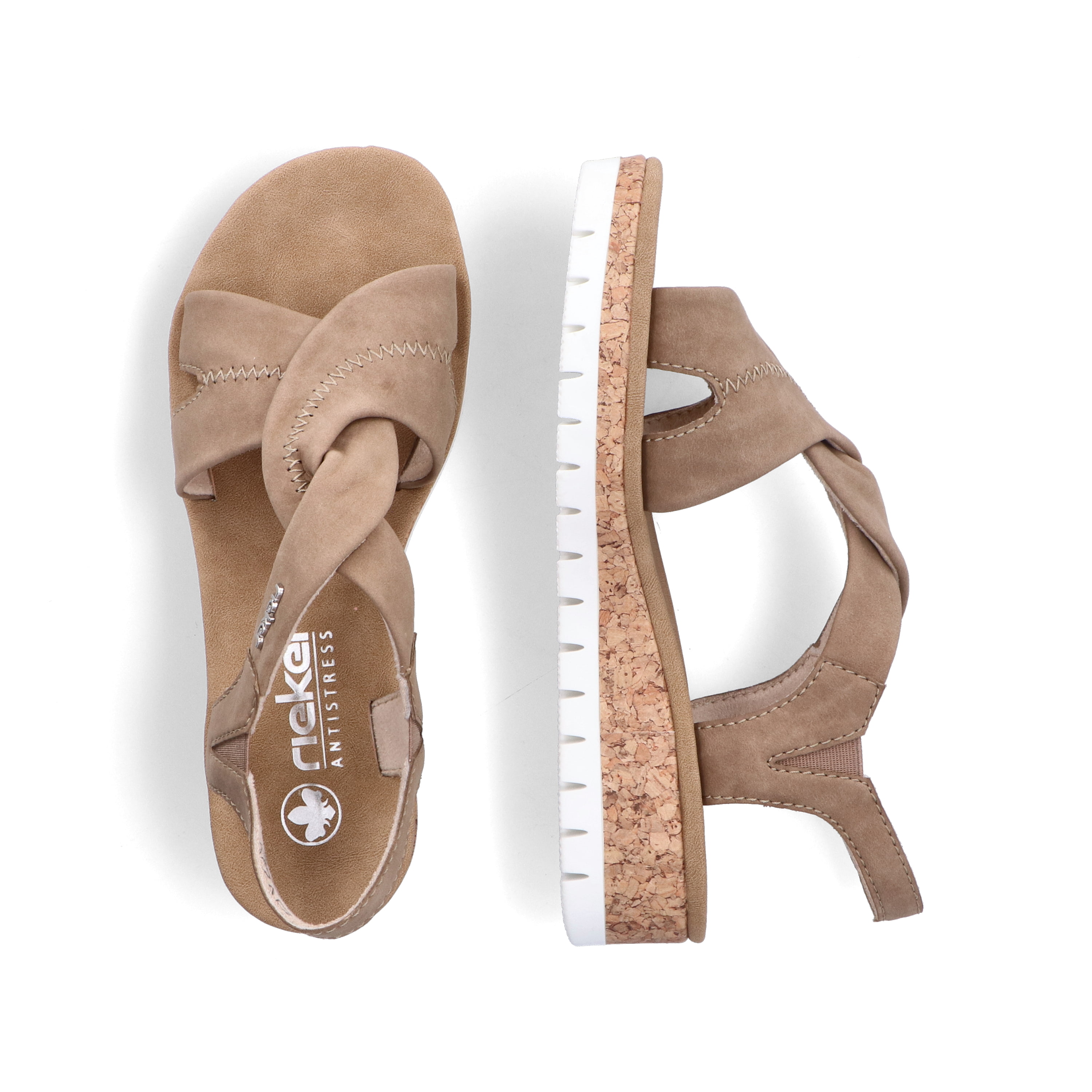 Rieker Damen Keilsandaletten braun-beige