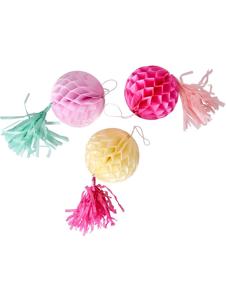 Rice 3er-Set: Dekoanhänger in Pink/ Gelb - Ø 10 cm günstig kaufen onesize