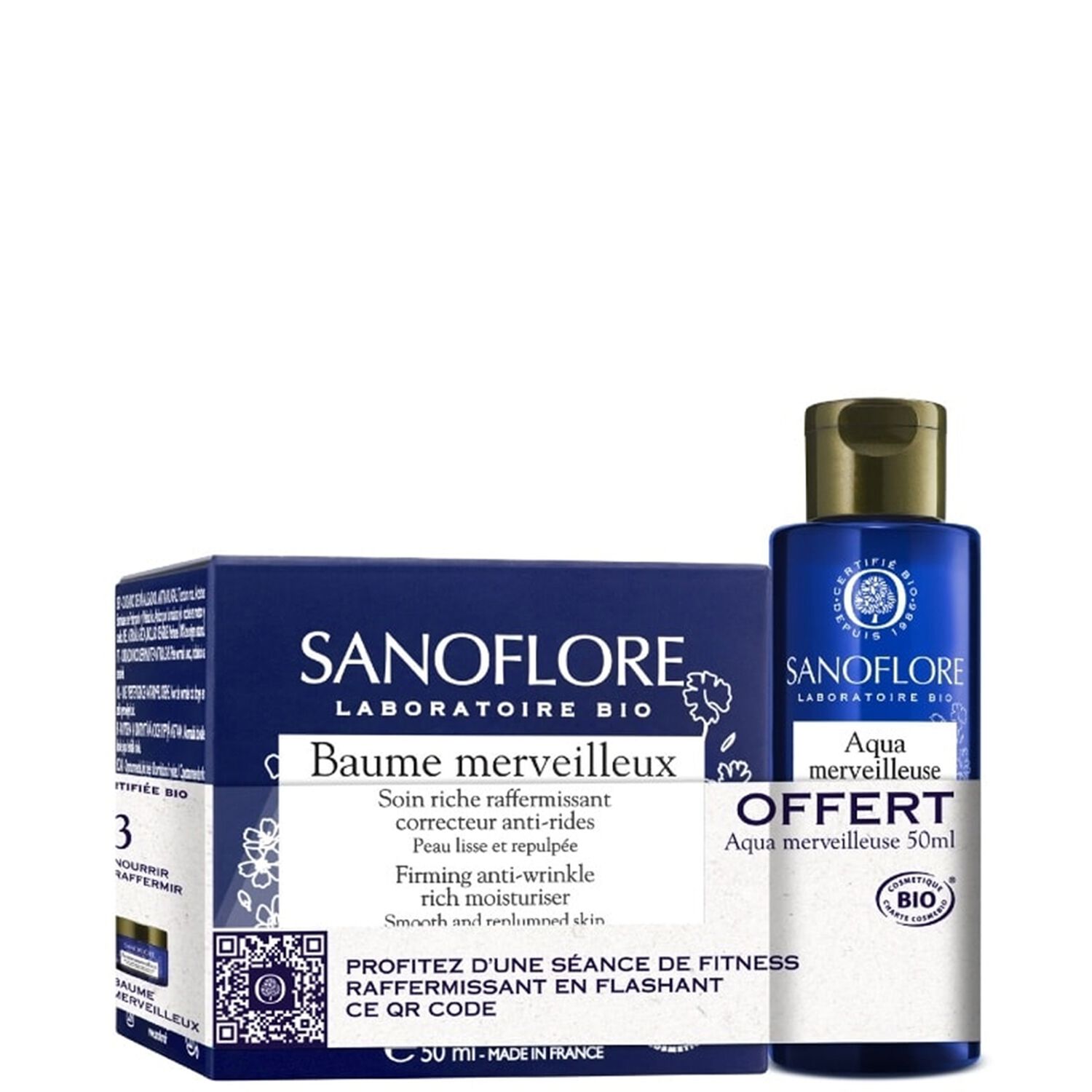 Sanoflore Baume Merveilleux Soin Riche Raffermissant Anti-rides 50 ml + Peeling Botanique 50 ml Offert