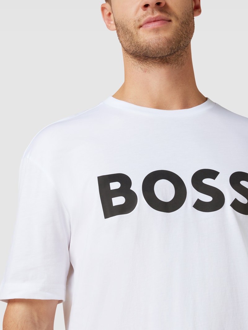 T-Shirt mit Label-Print in weiß