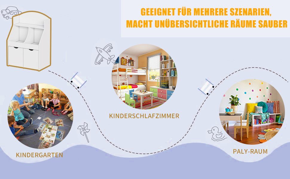 TWSOUL Stauraumschrank Kinderspind, Aufbewahrungsschrank für Kinderspielzeug 65*40*89CM(L*B*H), Premium-MDF