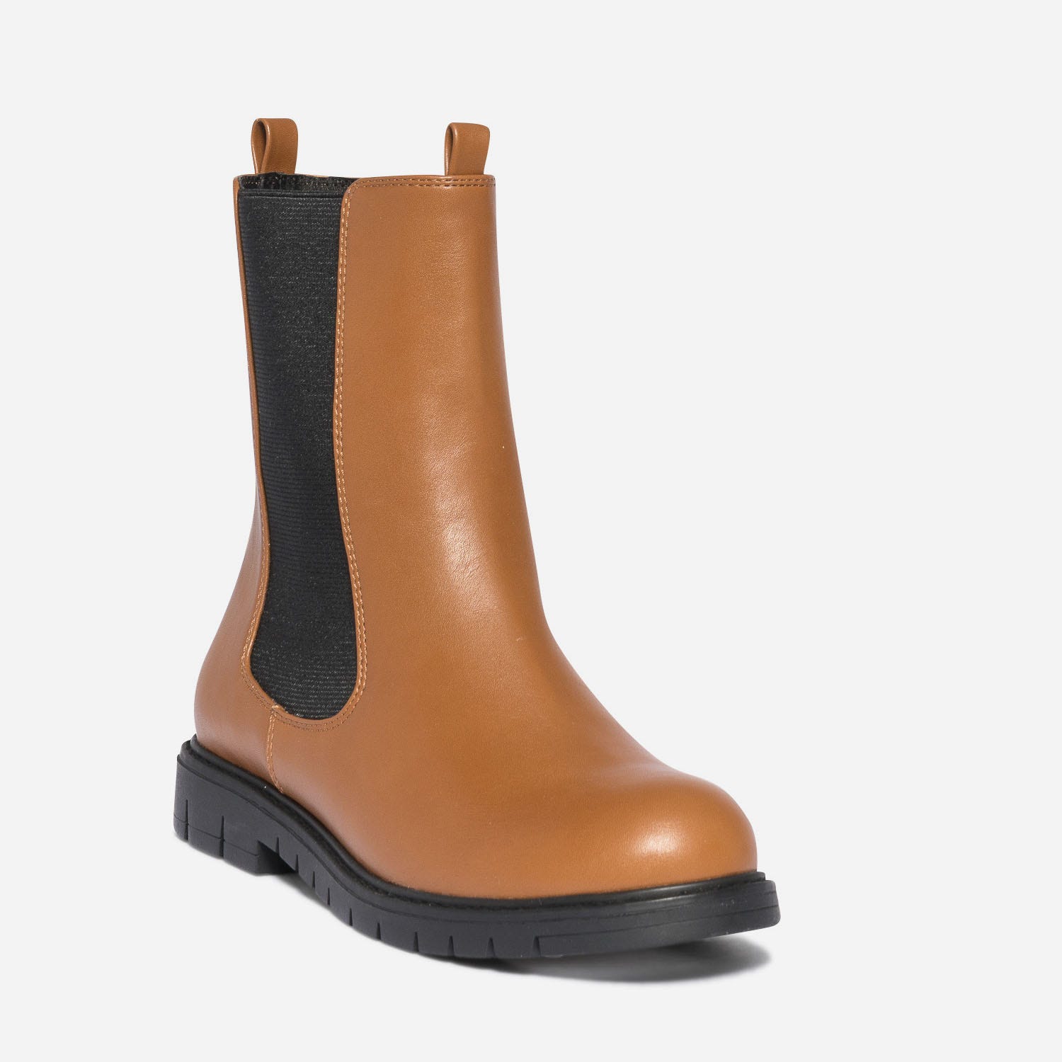 Chelsea boots camel à semelle crantée