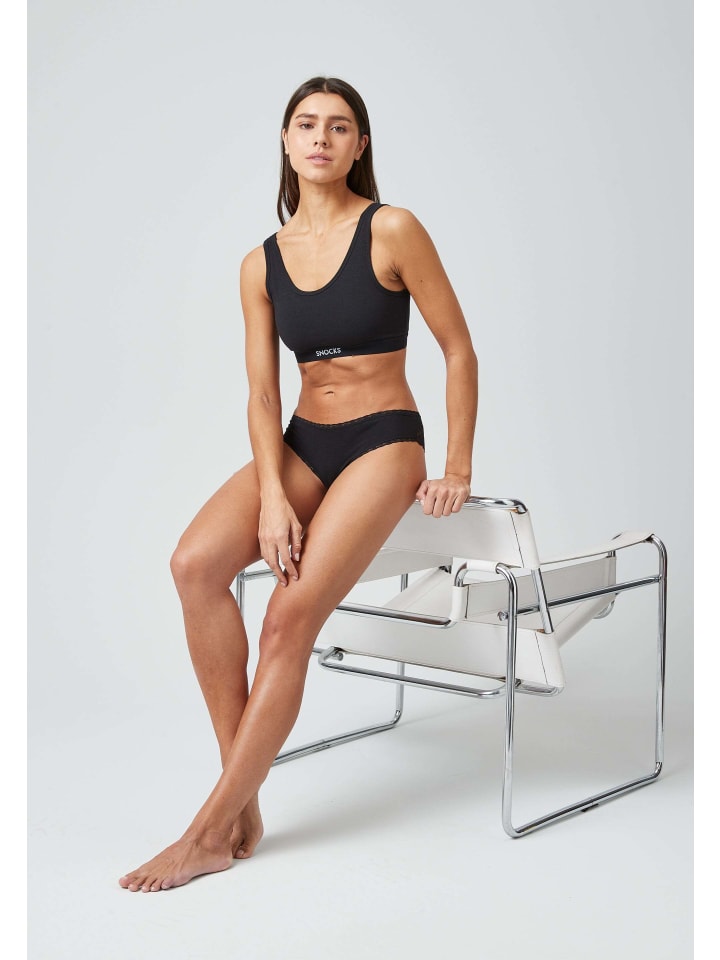 SNOCKS Brazilian Slips mit Spitze aus Bio-Baumwolle 3 Stück in Schwarz günstig kaufen