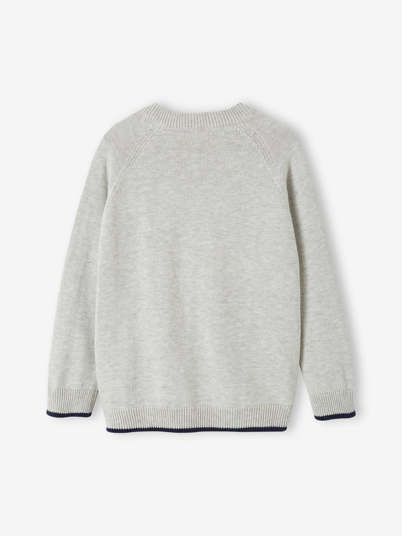 Vertbaudet Jungen Strickjacke im College, personalisierbar-Look Oeko-Tex - salbeigrün