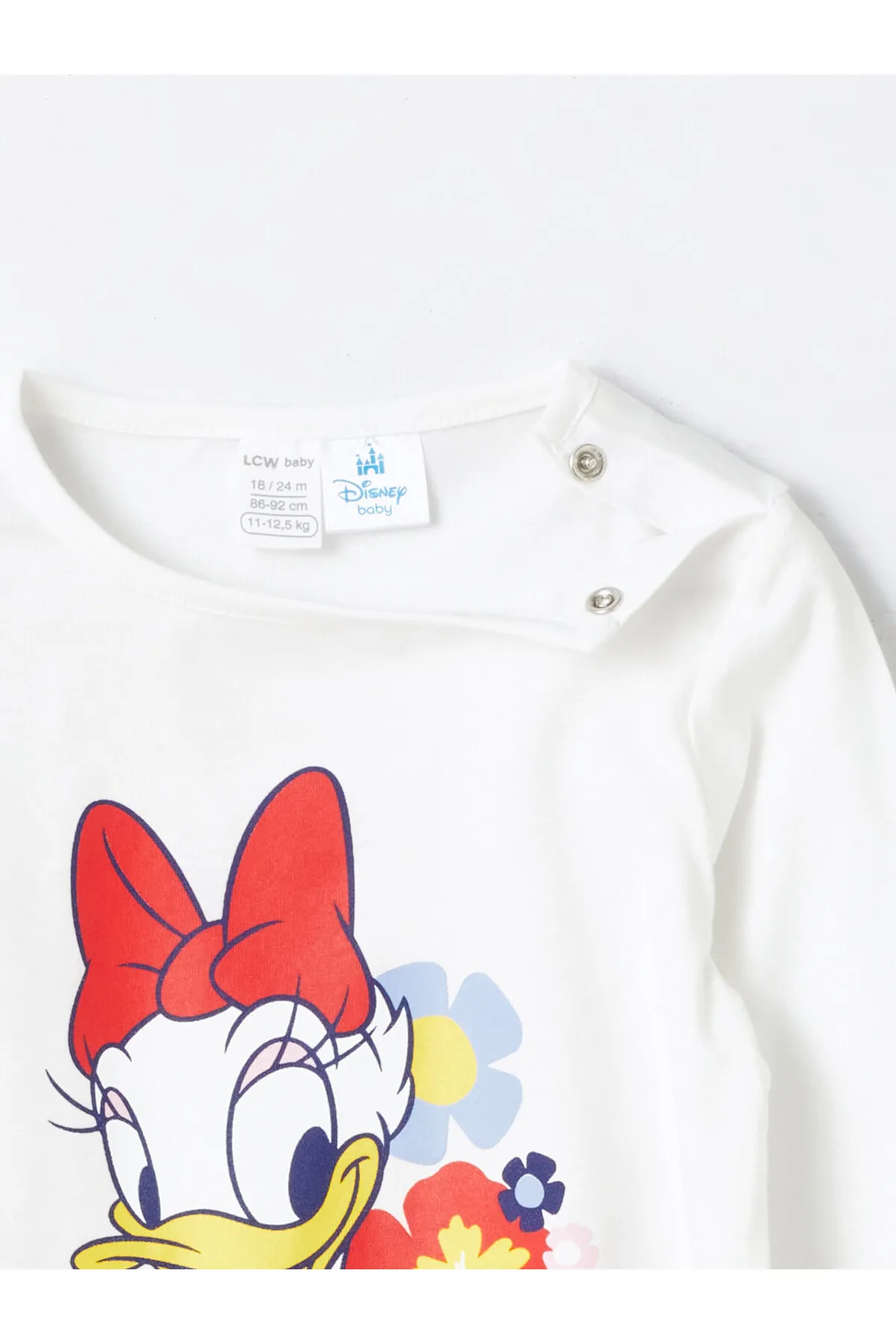 LC Waikiki  Langarm-Pyjama-Set für Babys mit Rundhalsausschnitt und Gänseblümchen-Enten-Aufdruck