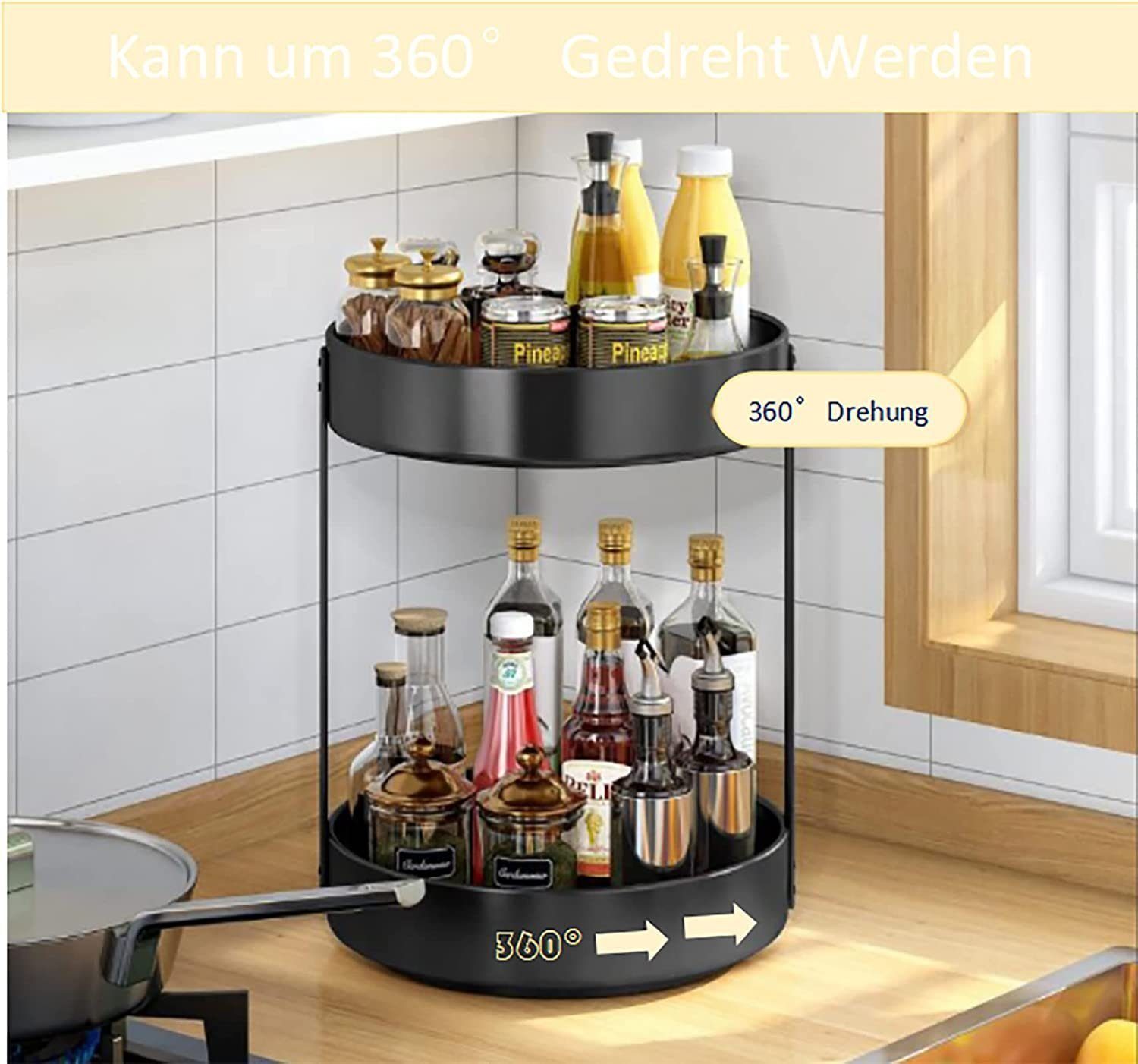SOTOR Gewürzregal Küche 360 Grad drehbarer multifunktionaler Gewürzorganisator