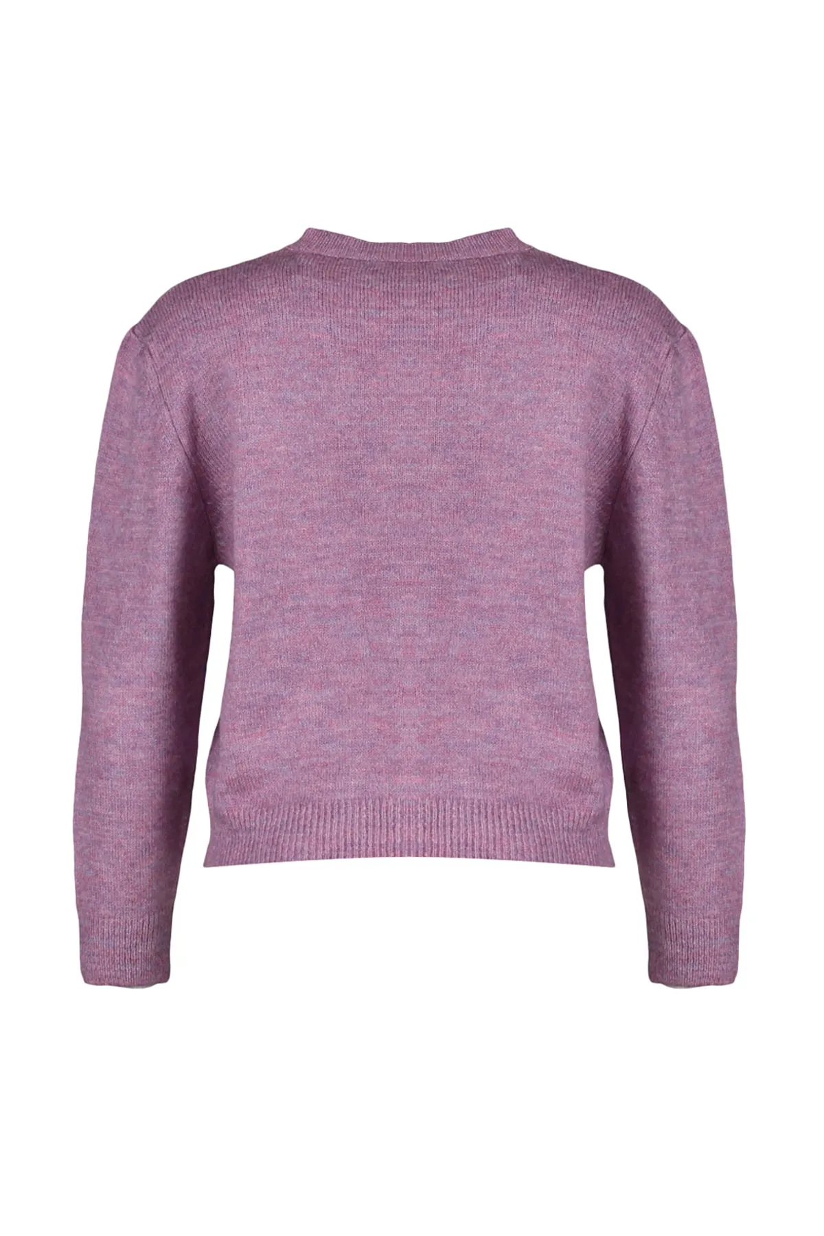 Trendyol Collection  Lilafarbener, weich strukturierter Strickcardigan mit Schmucksteinen und Knöpfen TWOAW22HI0044