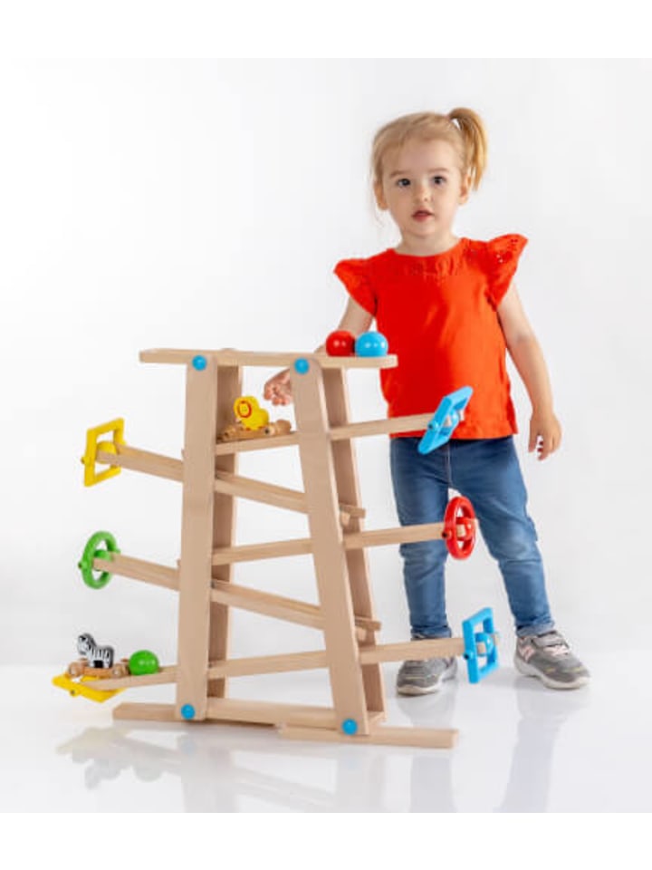 Spielmaus Holz Holz Kugelbahn mit Rollelementen - ab 24 Monate günstig kaufen onesize