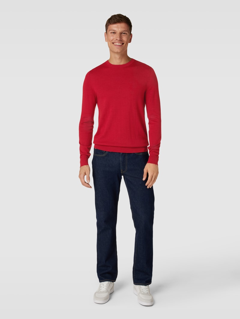 Longsleeve aus Woll-Mix in rot meliert
