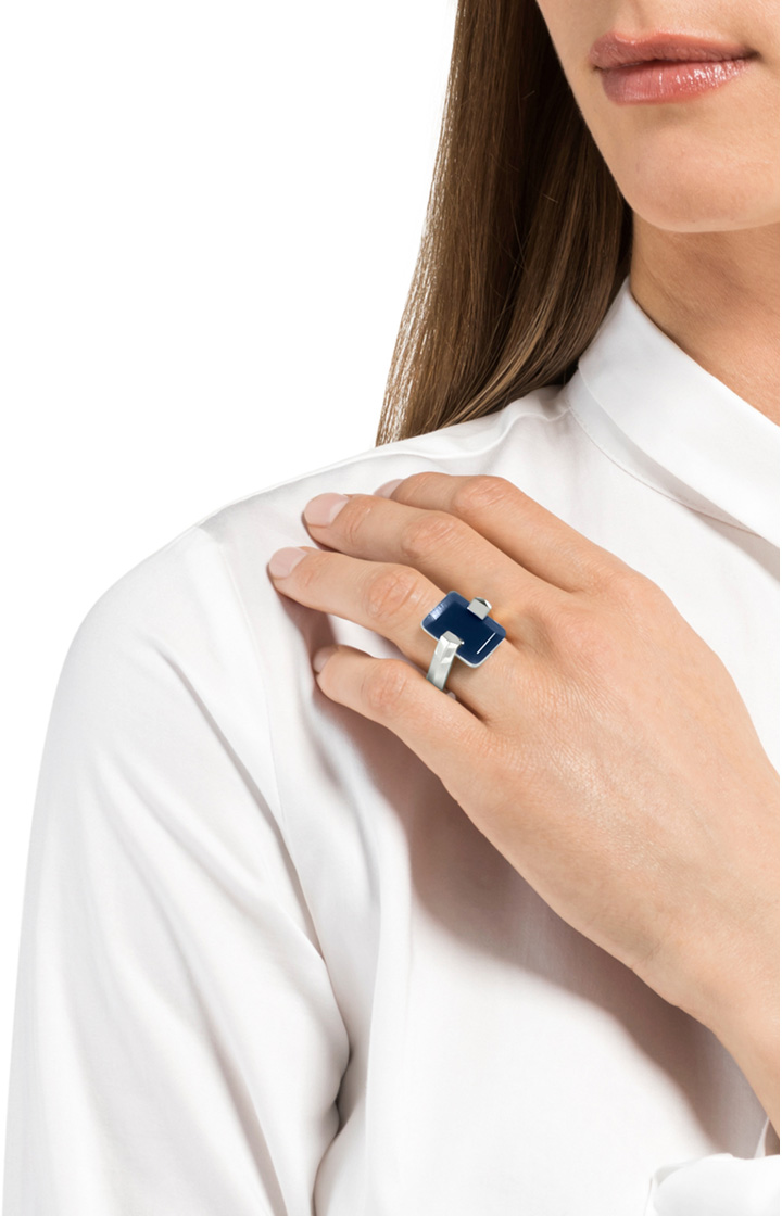Ring in Silber/Blau