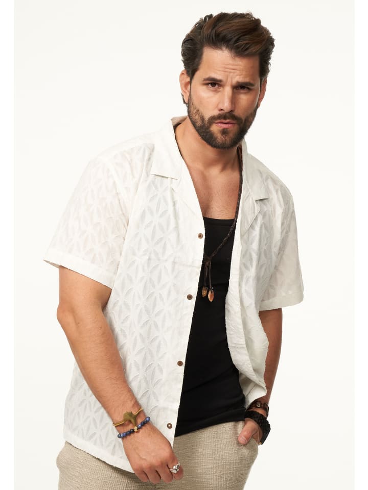 SOULSTAR Kurzarmhemd - im Vintage Summer-Look Kurzarm Strick Polo-Hemd T-Shirt in Ecru günstig kaufen