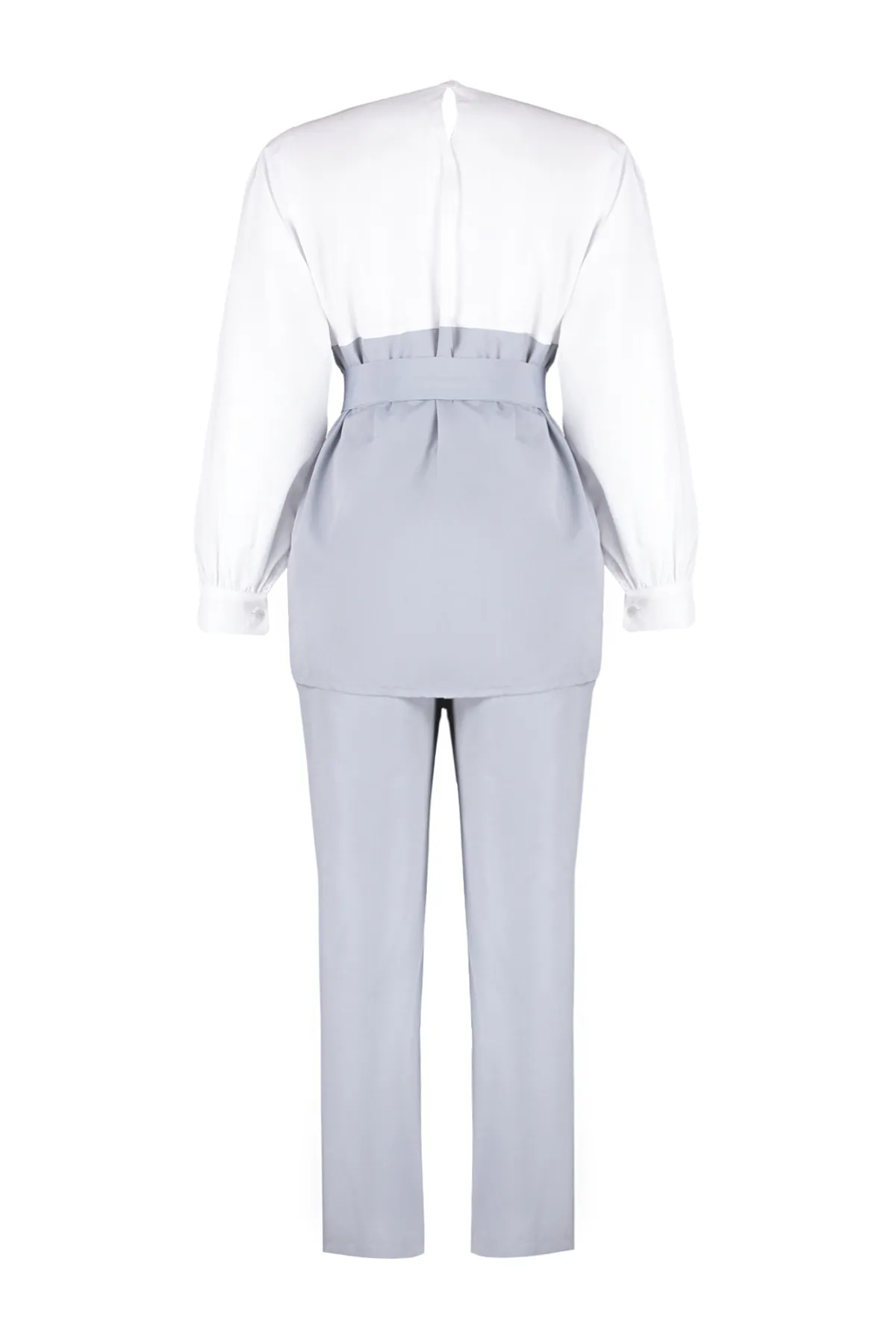 Trendyol Modest  Baumwollgewebtes graues Blockset - Unteres und oberes Set TCTSS24US00066