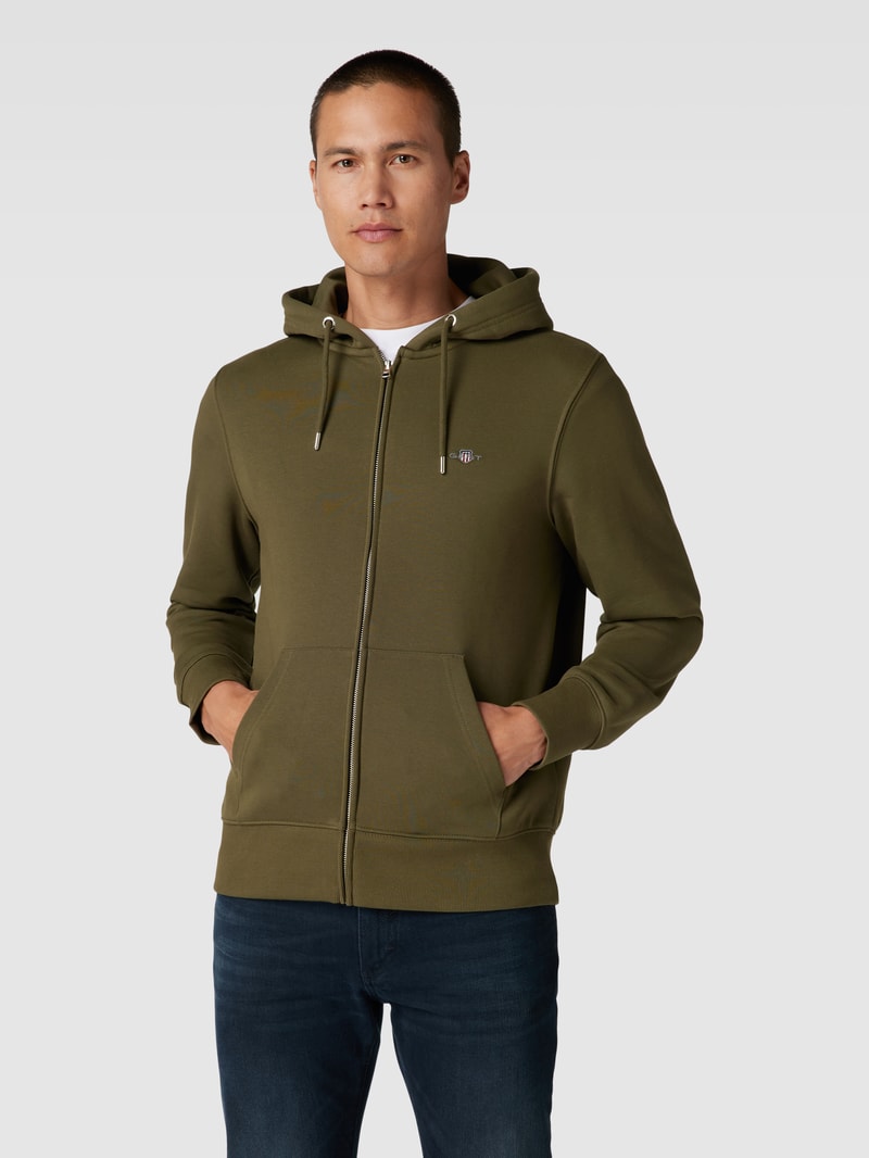 Sweatjacke mit Kapuze in olivgrün