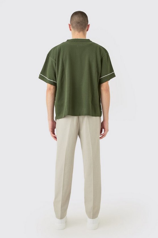 Kastiges Jacquard-Hemd mit abstraktem Detail