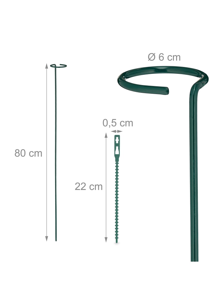 relaxdays 10 x Pflanzstäbe in Dunkelgrün - 80 cm günstig kaufen onesize