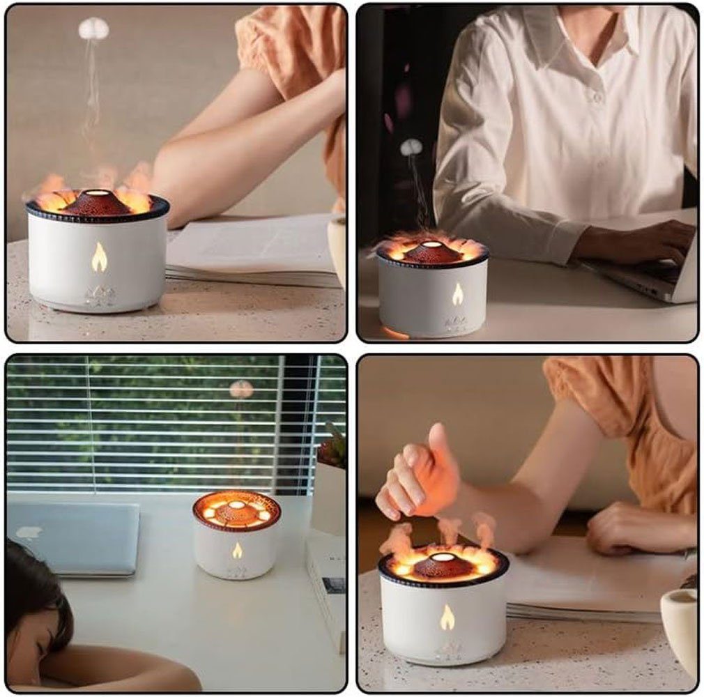 Sarfly Luftbefeuchter Volcano Luftbefeuchter, Ultra Silent Flame Diffusor Luftbefeucht 360ML