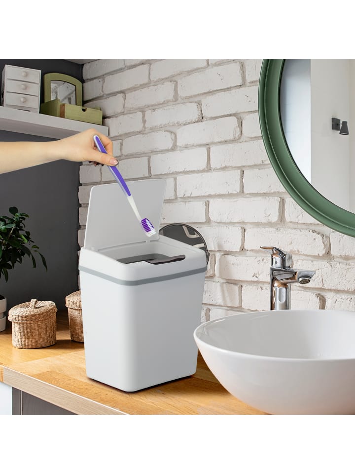 relaxdays Bad-Mülleimer mit Sensor in Weiß - 9 Liter günstig kaufen onesize
