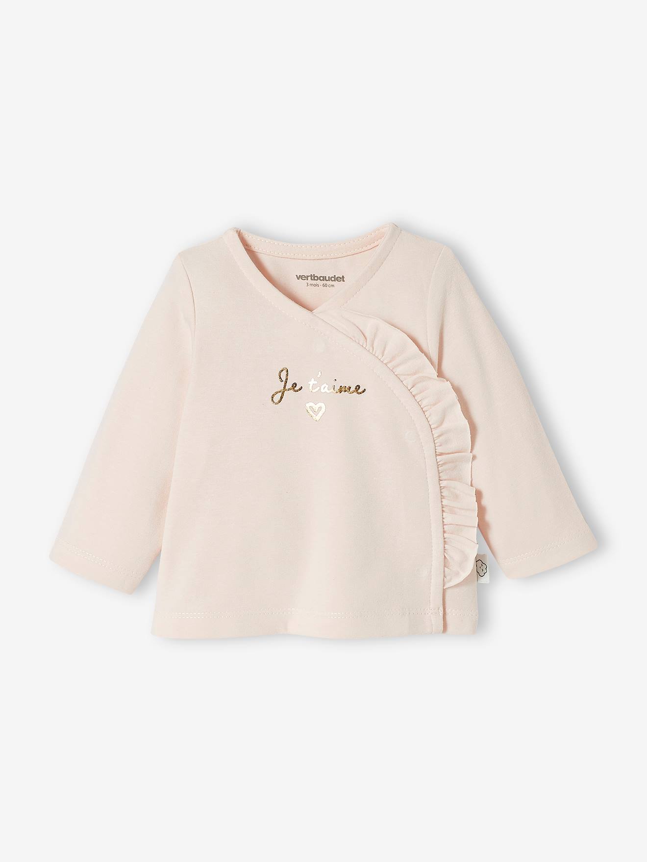 Brassière bébé naissance coton et élasthanne BASICS rose poudre