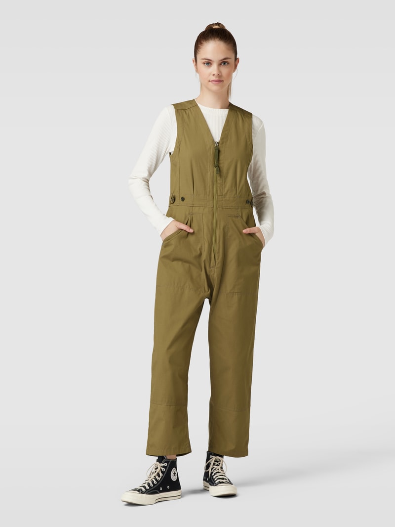 Relaxed Fit Jumpsuit mit V-Ausschnitt in olivgrün