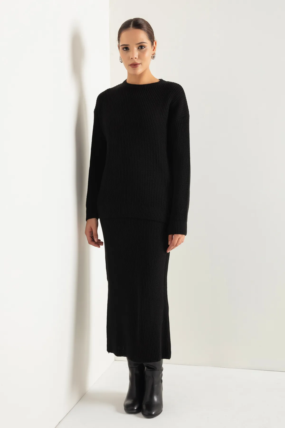 Lafaba  Schwarzes Selanik-Strickwaren-Set für Damen