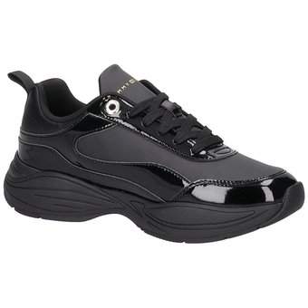 Tommy Hilfiger Womens Chunky Runner Patent in schwarz