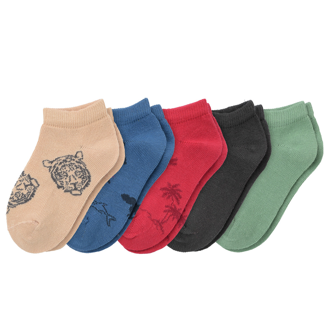 5 Paar Baby Sneaker-Socken mit Tier-Motiven