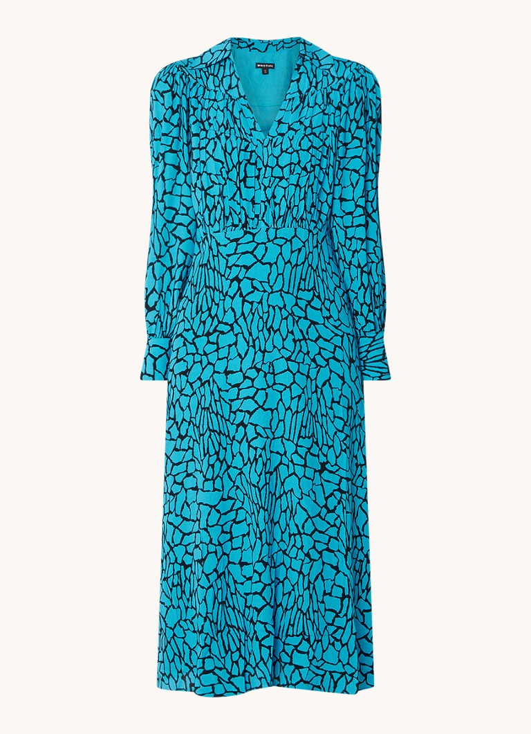 Rochie-tunic midi cu imprimeu fluier și volane.