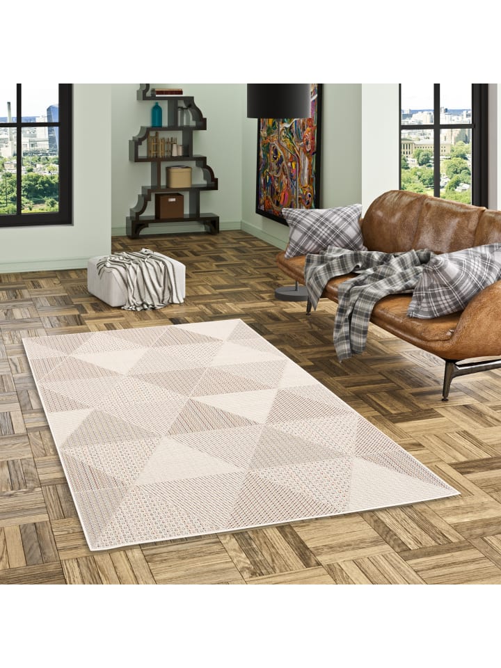 Pergamon In & Outdoor Teppich Flachgewebe  Campus Rauten in Beige günstig kaufen