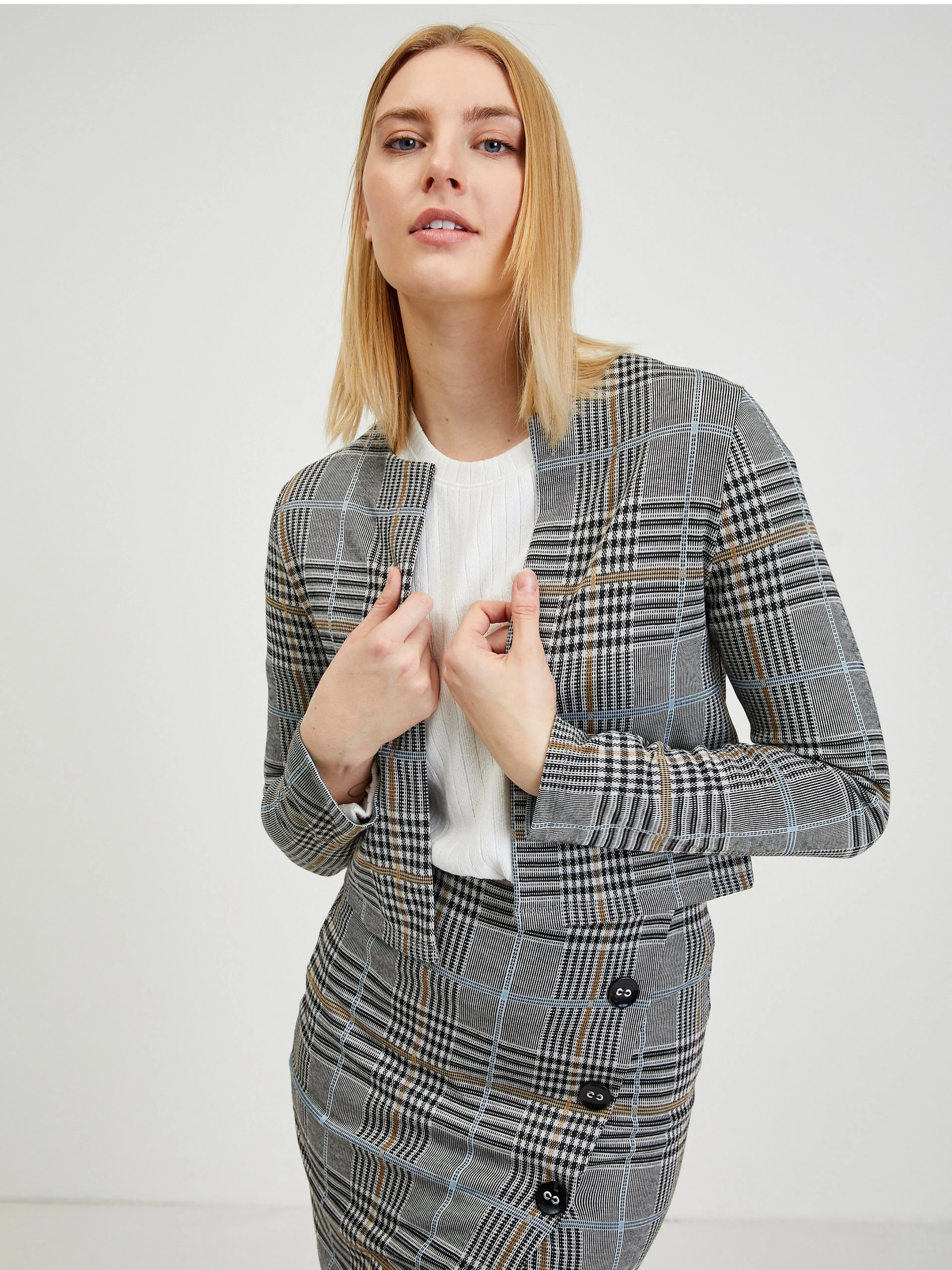 Graue Damen Karojacke ORSAY