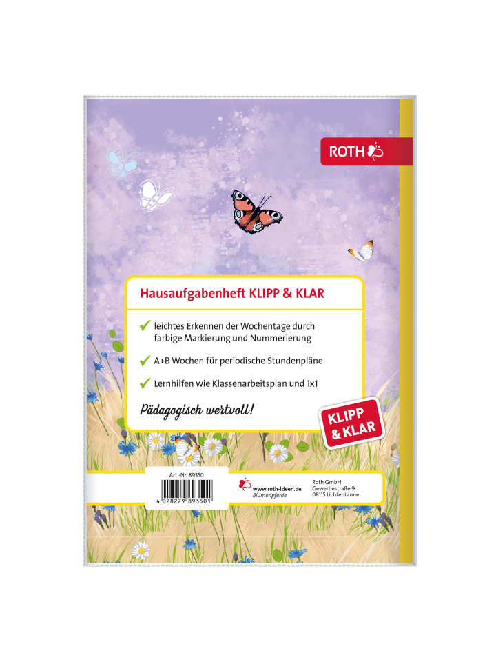 ROTH Klipp&Klar Grundschulaufgabenhefte, Blumenpferde in Bunt günstig kaufen onesize