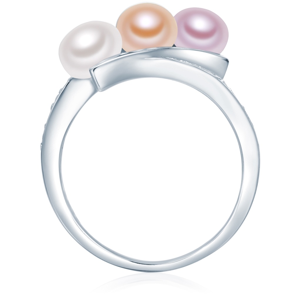 Valero Pearls Bague avec perle Argent sterling Oxyde de zirconium (CZ) Perle de culture d'eau d Bague