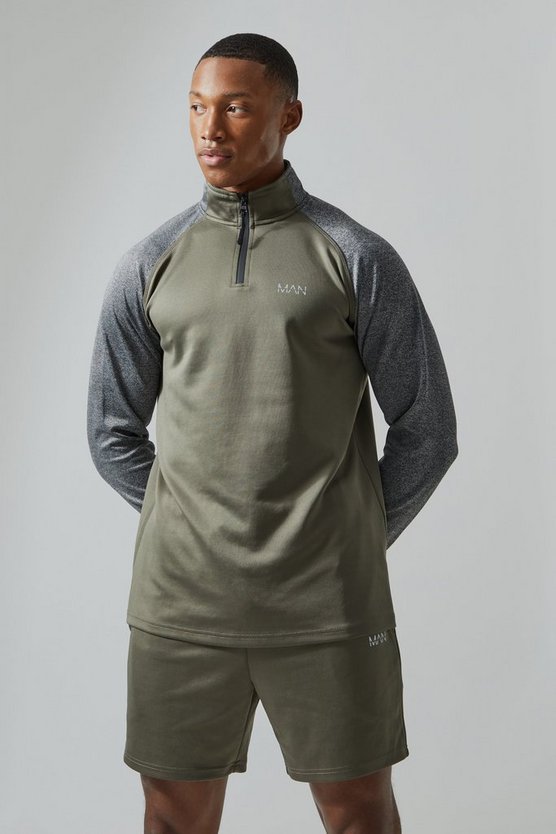 Man Active Gym Shorts-Set mit Trichterkragen