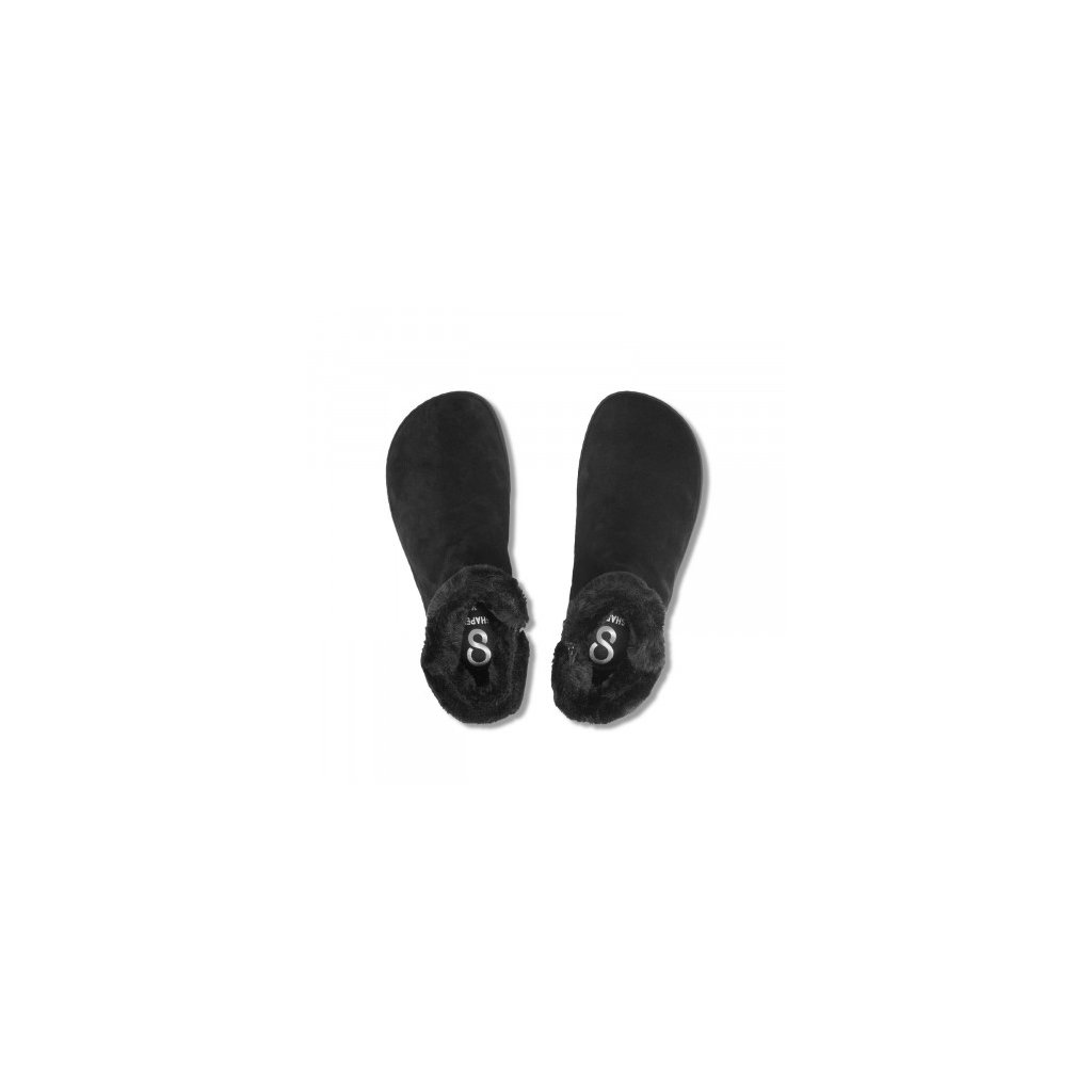 Shapen Fluffy Black schwarze Winterbarfußschuhe