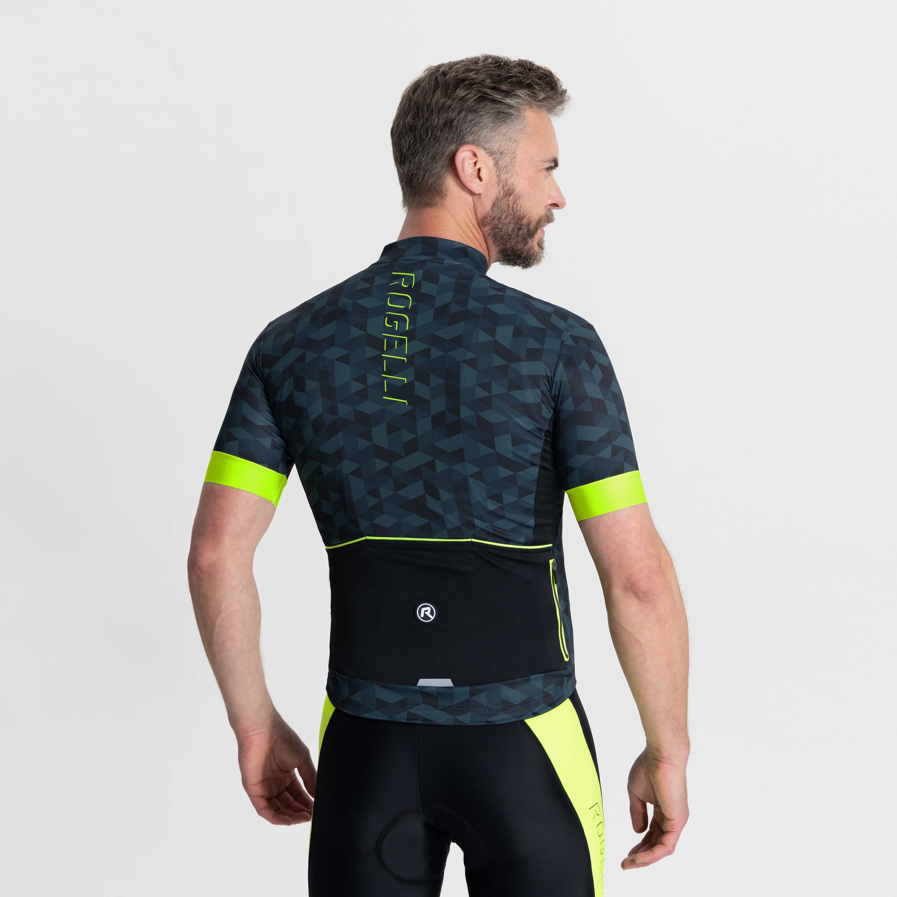 Rogelli Rubik Blau/Gelb Herren Radtrikot Kurzarm